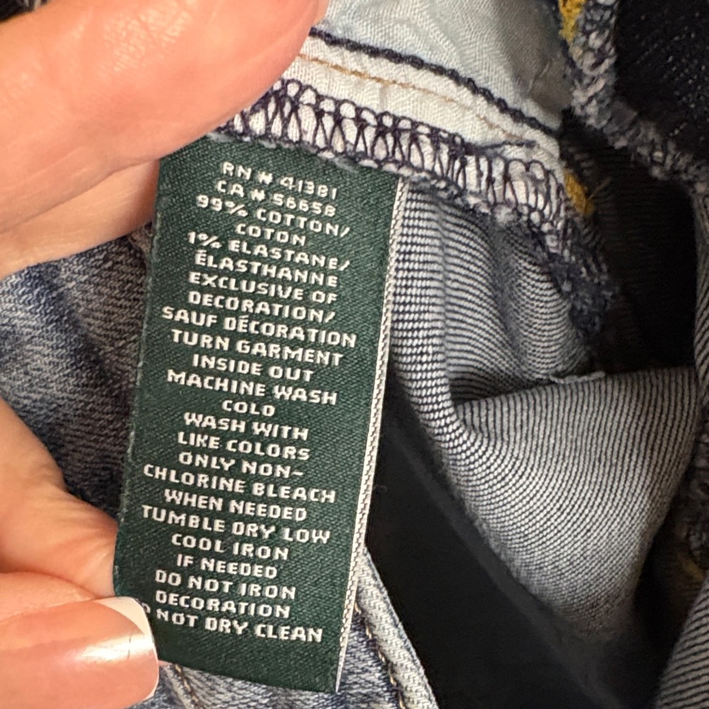Lauren Ralph Lauren Blue Jeans with Gold Embroidery - Picture 5 of 6